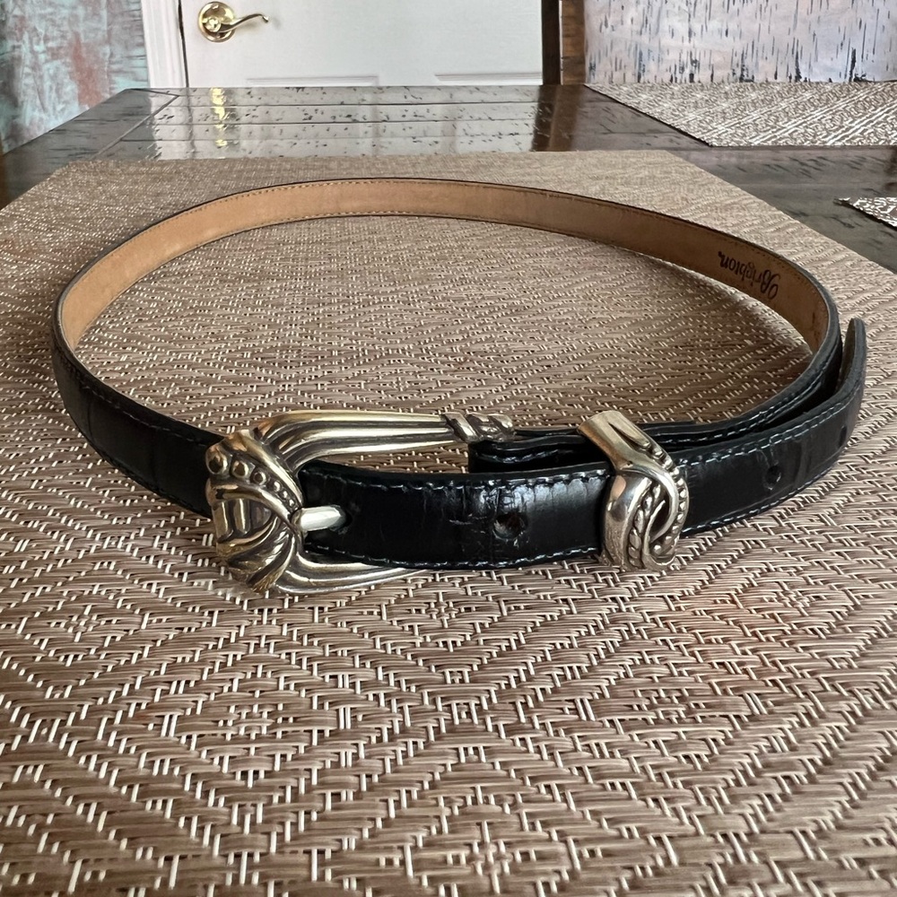 Vintage 1995 Brighton Silver Black Croc Belt  Adjustable